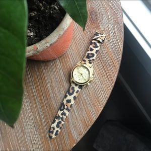 Michael Kors White Crystal/ animal print watch